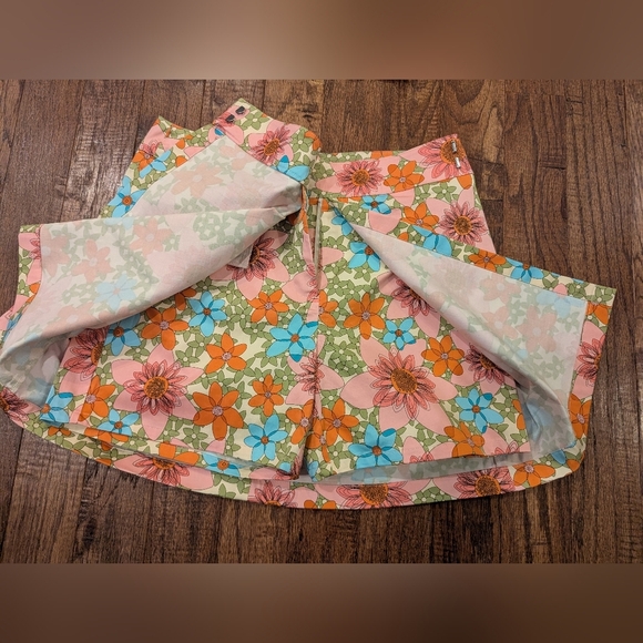 Outline Skort Floral Funky Psychedelic 60s Inspired Skirt With Shorts Size 6 - Picture 5 of 13
